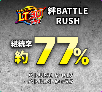 ラッキートリガーLT3.0プラス 絆BATTLE RUSH 継続率 約77% バトル勝利 約1/1.7 バトル敗北 約1/5.7